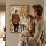 Personalizada Pintura al Óleo Estilo Foto Lienzo Impresiones inauguración de la casa Cumpleaños Aniversario Regalo para la Familia Amigo