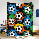 Personnalisé Graffiti Soccer Noir Doux Couverture avec Nom Décoration Maison Anniversaire Jeu Jour Cadeau pour Enfants Soccer Lovers