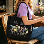 Personalized Teacher Theme Large Capacity Corduroy Tote Bag with Name Travel Essential Birthday Teacher's Day Gift for Teacher Woman