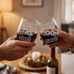 Gepersonaliseerd Vuistslag 15 oz Stemless Wijnglas met Naam Vaderdag Verjaardagscadeau voor Man Broer