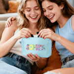 Personalized Multicolour Artistic Effect Striped Makeup Bag with Name Travel Essential Birthday Gift for Women