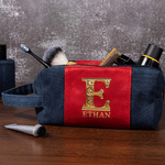 Personalised Golden Initial Name Portable PU Leather Toiletry Bag Travel Accessories Father's Day Birthday Gift for Man Father