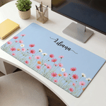 Personalized Birth Flower Mouse Pad Desk Mat with Name Computer Accessory Back to School Birthday Gift for Friends Colleagues