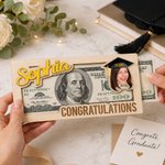 Personalised Class of 2026 Graduation Cap Photo Wooden Money Holder with Name and Year Graduation Gift for Graduates
