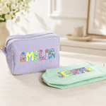 Personalized Multicolour Artistic Effect Striped Makeup Bag with Name Travel Essential Birthday Gift for Women