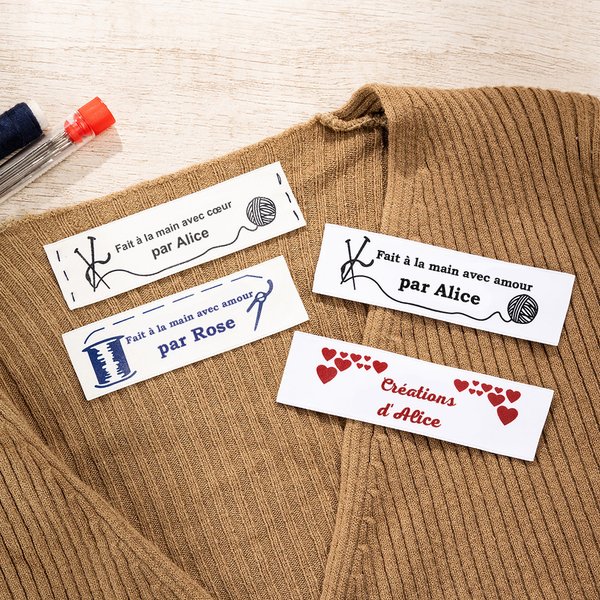 Étiquettes à coudre personnalisées avec nom et motif - Cadeau d'anniversaire pour amateurs de couture