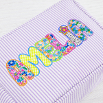 Personalized Multicolour Artistic Effect Striped Makeup Bag with Name Travel Essential Birthday Gift for Women