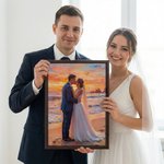 Personalizada Pintura al Óleo Estilo Foto Lienzo Impresiones inauguración de la casa Cumpleaños Aniversario Regalo para la Familia Amigo