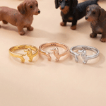 Gepersonaliseerde teckelring met gegraveerde naam sierlijke sieraden verjaardag huisdier herdenkingscadeau voor dierenliefhebbers