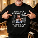 Personalised Multicolor Guitar Cartoon Character T-shirt Sweatshirt Hoodie with Name Daily Wear Birthday Gift for Music Lovers Friends