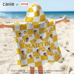 Personalized Playful emoji Scene Face Photo Quick Drying Soft Hooded Beach Towel with Name Summer Birthday Gift for Friends Kids | Callie × emoji ™