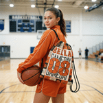 Personalized Ball Sports Theme Drawstring Beach Backpack String Bag with Name and Number Outdoor Activities Birthday Gift for Sports Lovers