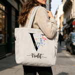 Sac fourre-tout en velours côtelé de grande capacité avec nom Cadeau d'anniversaire pour femmes