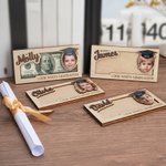 Gorra de Graduación Personalizada Foto Porta Dinero de Madera con Nombre y Año Ceremonia de Graduación Fiesta Regalo para Graduados Compañeros de Clase Amigos