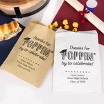 Lot de 20 Sacs Pop-corn Biscuits Personnalisés avec Nom Diplômé École Année Thanks For Poppin By To Celebrate Cadeau Graduation pour Étudiant Diplômé