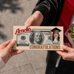 Personalised Class of 2026 Graduation Cap Photo Wooden Money Holder with Name and Year Graduation Gift for Graduates