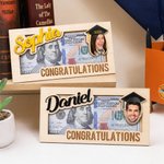 Personalised Class of 2026 Graduation Cap Photo Wooden Money Holder with Name and Year Graduation Gift for Graduates