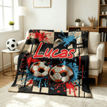 Henkilökohtainen jalkapallokuvio pehmeä heittää peitto nimi Home Decor Soccer Club syntymäpäivälahja jalkapallon ystäville