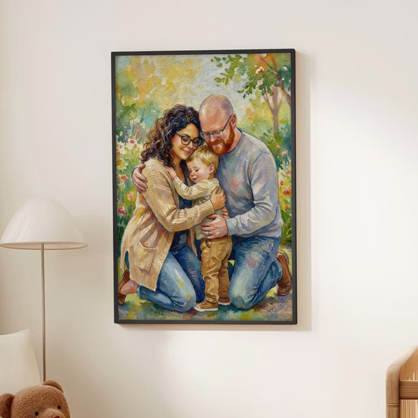 Personalized Oil Painting Style Photo Canvas Prints Housewarming Birthday Anniversary Gift for Family Friend