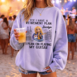 Personalized Multicolor Guitar Cartoon Character T-shirt Sweatshirt Hoodie with Name Daily Wear Birthday Gift for Music Lovers Friends