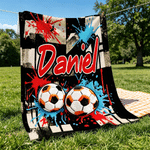 Henkilökohtainen jalkapallokuvio pehmeä heittää peitto nimi Home Decor Soccer Club syntymäpäivälahja jalkapallon ystäville