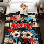Henkilökohtainen jalkapallokuvio pehmeä heittää peitto nimi Home Decor Soccer Club syntymäpäivälahja jalkapallon ystäville