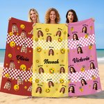 Asciugamano da spiaggia personalizzato Multicolore emoji Funny Face Photo Quick Dry con nome Regalo di festa in piscina per la famiglia e gli amici | Callie × emoji ™