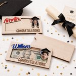 Personalised Class of 2026 Graduation Cap Photo Wooden Money Holder with Name and Year Graduation Gift for Graduates