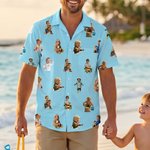 Personalizada Multicolor 1-10 Fotos Niño Adulto Camisa Hawaiana Uso Diario Fiesta en la Playa Regalo de Cumpleaños para Padre Novio Niños