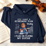 Personalized Multicolor Guitar Cartoon Character T-shirt Sweatshirt Hoodie with Name Daily Wear Birthday Gift for Music Lovers Friends