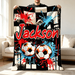 Henkilökohtainen jalkapallokuvio pehmeä heittää peitto nimi Home Decor Soccer Club syntymäpäivälahja jalkapallon ystäville