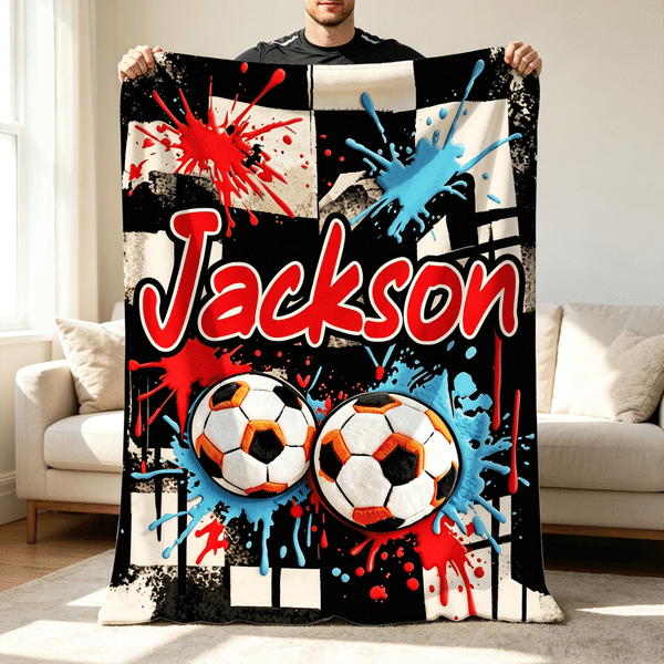 Henkilökohtainen jalkapallokuvio pehmeä heittää peitto nimi Home Decor Soccer Club syntymäpäivälahja jalkapallon ystäville