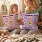 Personalized Cartoon Praying Character Bible Verse Soft Throw Pillow Cover with Title and Name Christian Faith Birthday Gift for Christian Girl Woman