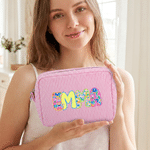 Personalized Multicolour Artistic Effect Striped Makeup Bag with Name Travel Essential Birthday Gift for Women