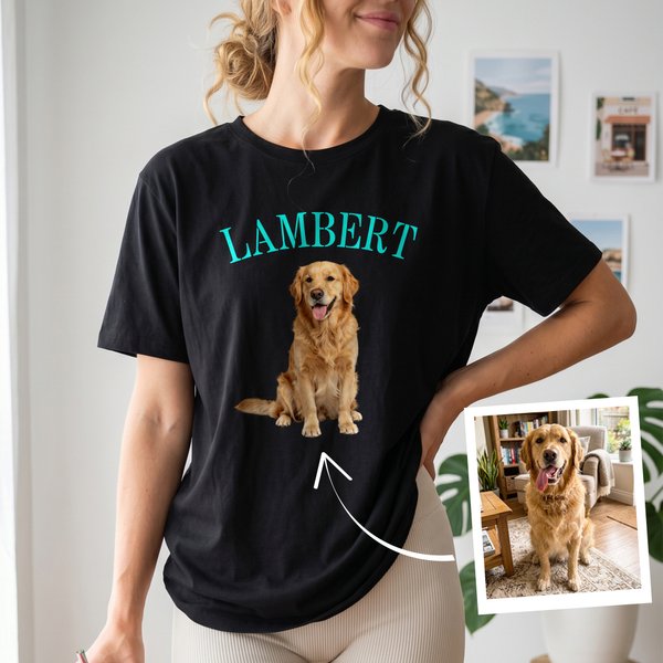 Photo personnalisée de l'animal de compagnie Multicolore T-shirt adulte Sweatshirt avec nom Daily Wear Pet Party Birthday Gift for Pet Owner Lover (Cadeau d'anniversaire pour le propriétaire de l'anim