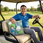 Taie d'oreiller personnalisée en forme de personnage de golf avec nom Décoration de la maison Cadeau d'équipe pour les golfeurs Joueurs de golf