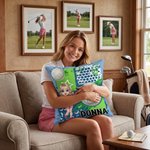 Taie d'oreiller personnalisée en forme de personnage de golf avec nom Décoration de la maison Cadeau d'équipe pour les golfeurs Joueurs de golf