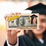 Personalised Class of 2026 Graduation Cap Photo Wooden Money Holder with Name and Year Graduation Gift for Graduates