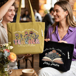 Personalized Multi-Pattern Teacher Flower Corduroy Tote Bag with Text Daily Use Teacher's Day Gift for Teachers