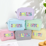 Personalized Multicolour Artistic Effect Striped Makeup Bag with Name Travel Essential Birthday Gift for Women