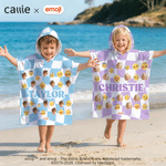 Personalized Playful emoji Scene Face Photo Quick Drying Soft Hooded Beach Towel with Name Summer Birthday Gift for Friends Kids | Callie × emoji ™