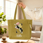 Sac fourre-tout en velours côtelé de grande capacité avec nom Cadeau d'anniversaire pour femmes