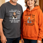 Personalized Multicolor Guitar Cartoon Character T-shirt Sweatshirt Hoodie with Name Daily Wear Birthday Gift for Music Lovers Friends