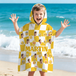 Personalized Playful emoji Scene Face Photo Quick Drying Soft Hooded Beach Towel with Name Summer Birthday Gift for Friends Kids | Callie × emoji ™