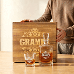 Personalised Retro Wreath Whiskey Square Decanter with Title Birthday Anniversary Father's Day Gift for Men Friends