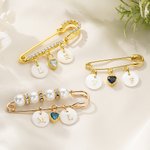 Personalisierte Initial Shell Charm Sicherheit Brosche etwas blau Pin mit Herz-Anhänger Hochzeitstag Geschenk für Braut