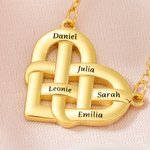 Collar Colgante Corazón Entrelazado Personalizado con 1-5 Nombres Grabados Día de la Madre Cumpleaños Aniversario Regalo para Mamá Abuela