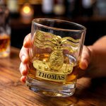 Verre à whisky doré personnalisé 10 oz Old Fashioned Cadeau d'anniversaire de fête des pères pour homme barman amateur de whisky amateur de golf
