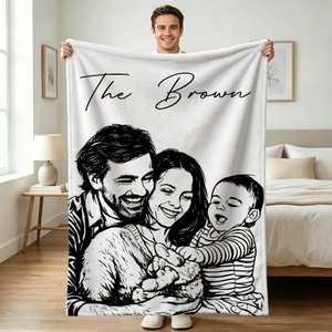 Gepersonaliseerde familie foto zachte deken met tekst Home Decor Vaderdag Verjaardagscadeau voor vader familie
