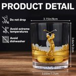 Personalized Golf Swing Character Name 10 oz Rock Old Fashioned Whiskey Glass Father's Day Birthday Gift for Man Golf Lover